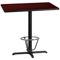 Flash Furniture XU-MAHTB-3042-T2230B-3CFR-GG 30'' x 42'' Rectangular Mahogany Laminate Table Top with 22'' x 30'' Bar Height Table Base and Foot Ring 